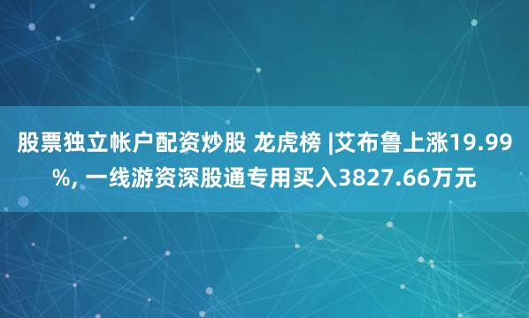 股票独立帐户配资炒股 龙虎榜 |艾布鲁上涨19.99%, 一线游资深股通专用买入3827.66万元