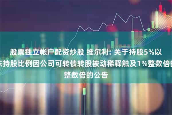 股票独立帐户配资炒股 维尔利: 关于持股5%以上股东持股比例因公司可转债转股被动稀释触及1%整数倍的公告